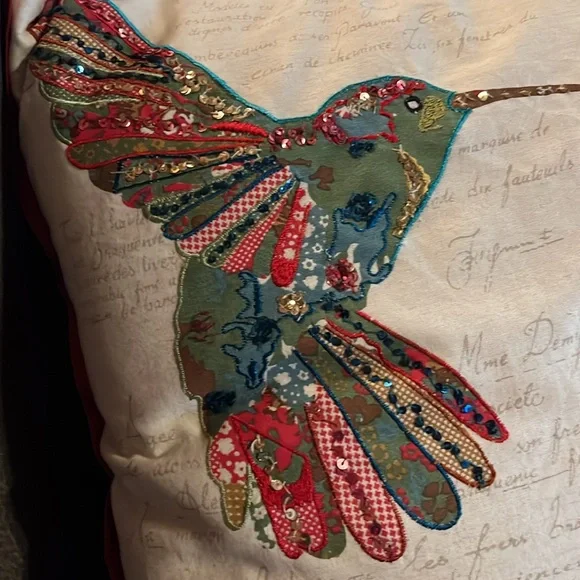 Pier 1 Throw Pillow 16” Hummingbirds - Picture 2 of 6